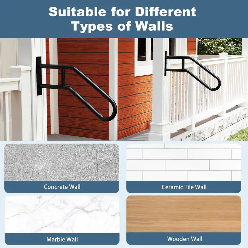 Non-Slip Wall-Mount Stair Handrail Supportive Grab Bar for Seniors, Children & Expectant Mothers