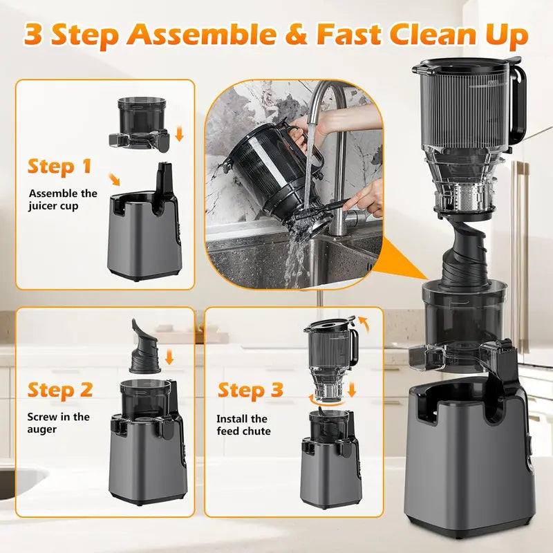 High-Capacity Slow Juicer — 5.8-Inch Feed Opening, Cold Press Masticating Technology for Nutrient-Rich Juice