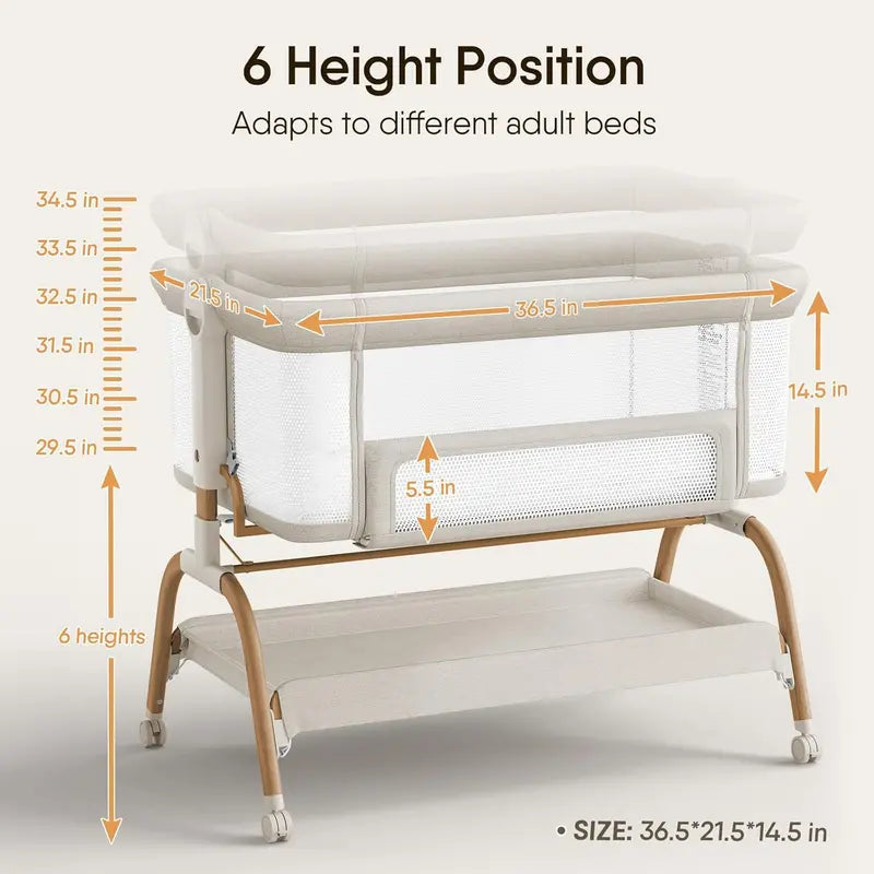 BabyBond Bedside Bassinet Crib Includes Mattress & Breathable Sheet