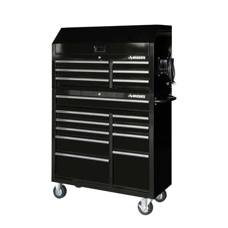 41-Inch 16-Drawer Tool Storage Combo Gloss Black Tool Chest & Cabinet Set