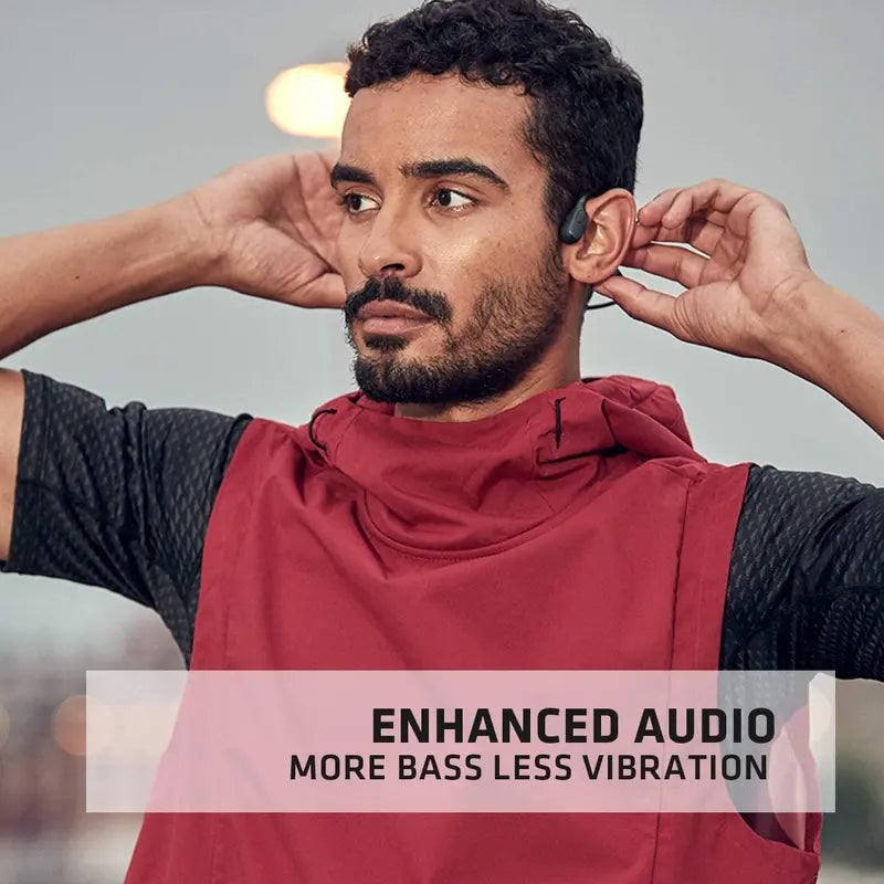 Aftershokz Aeropex Open-Ear Bone Conduction Headphones Lightweight Sport-Fit with Adjustable Belt, Cosmic Black