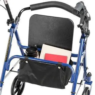 Drive Medical 4-Wheel Rollator Walker, Foldable with Padded Seat & Backrest, Blue