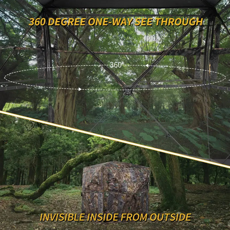 FUNHORUN 360° See-Through Hunting Blind, Camouflage, Easy Setup, Accessible Design, Fits 2-3 Hunters