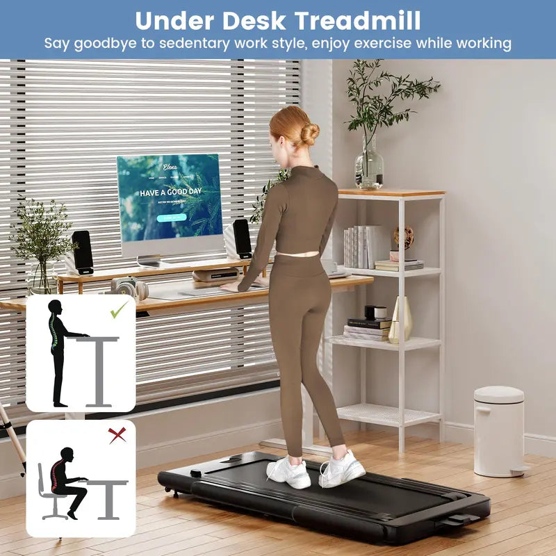 Compact Under-Desk Folding Treadmill, 2.25 HP Home Office Walking Treadmill with Touchscreen Control