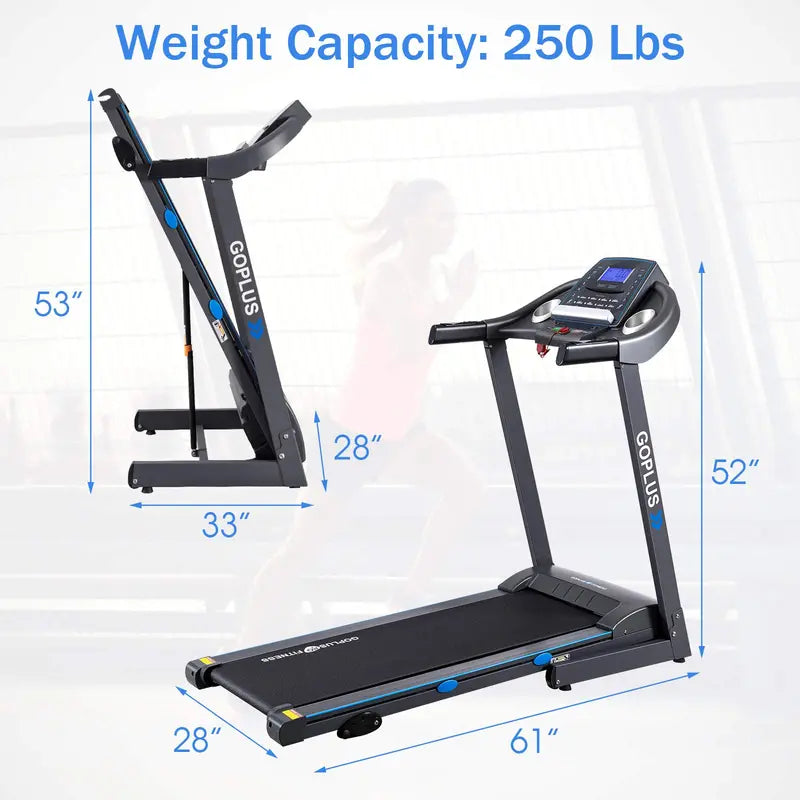 2.25HP Incline-Folding Treadmill Superfit Electric Fitness Treadmill with Adjustable Slope