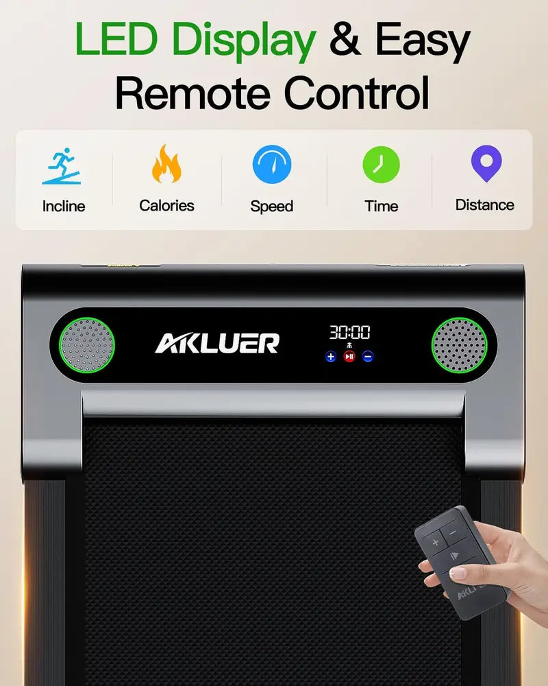 Akluer Compact Under-Desk Treadmill 2.5 HP Inclined Walking Pad with Remote, LED Display & Space-Saving Design