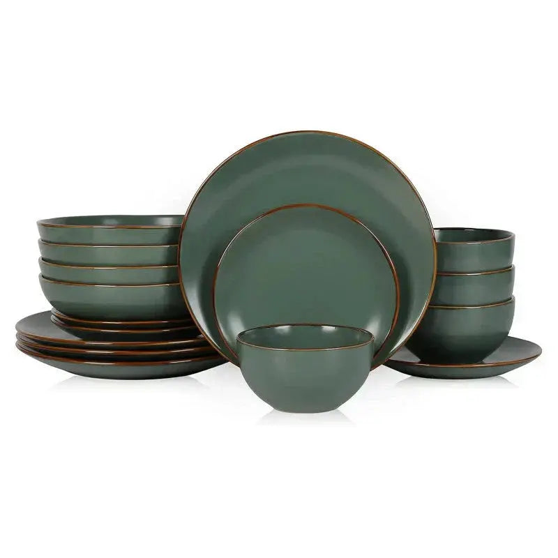 Brasa Stoneware Dinnerware Set Modern 32-Piece Tableware Collection with Plates and Bowls
