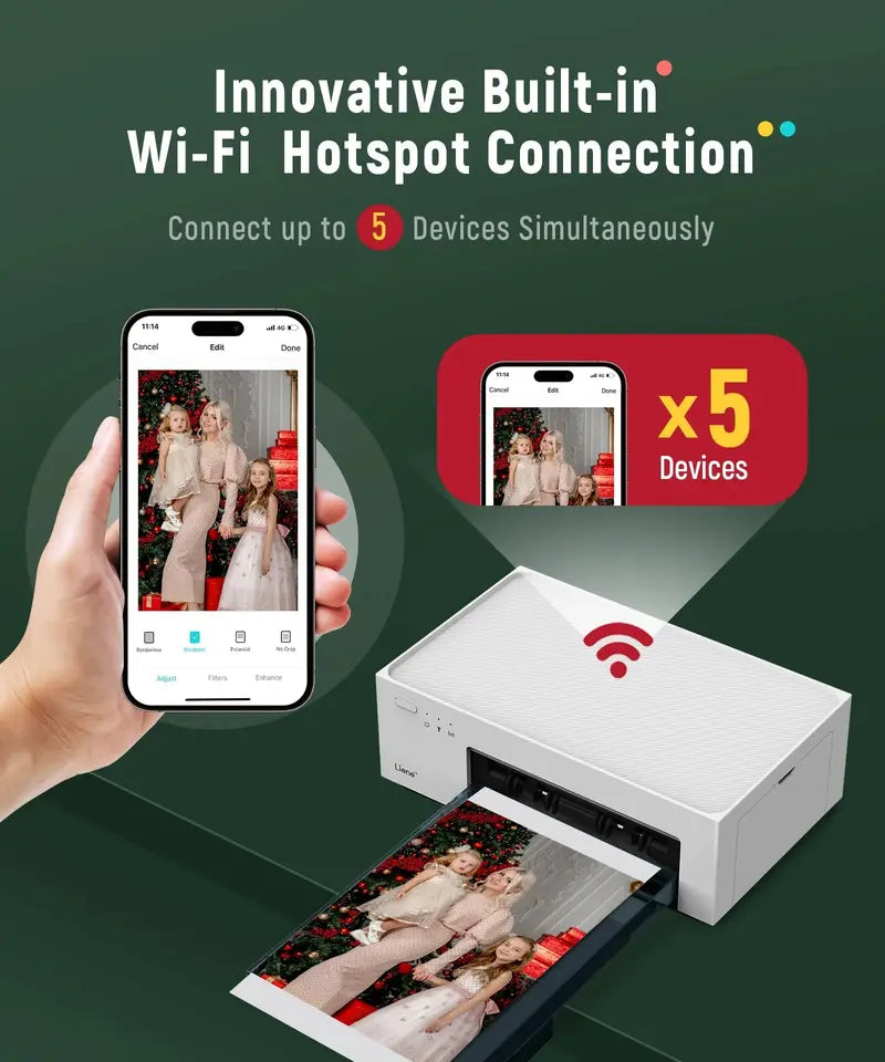 Liene 4×6 Portable Photo Printer Wi-Fi Enabled Thermal-Dye Sublimation Printer for iOS & Android