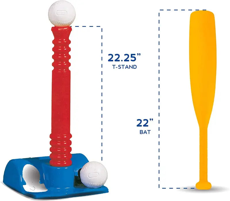 Tee-Ball Sport Set 6 Balls and 1 Soft Ball with Bat & Glove to Develop Baseball & Softball Skills Primary Color Set for Kids in Carry Case