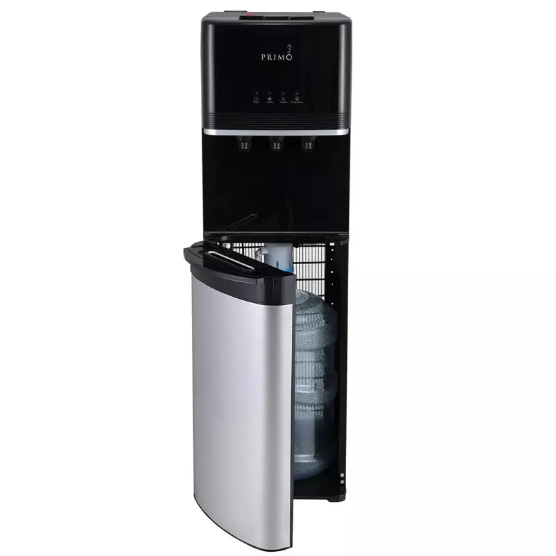 Primo Deluxe Bottom-Load Stainless Steel Water Cooler Triple-Temperature Dispenser (Hot/Cold/Ambient)