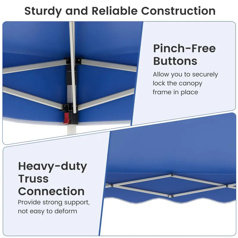 10′ x 10′ Instant-Setup Canopy Tent with Rolling Carry Bag for Easy Transport