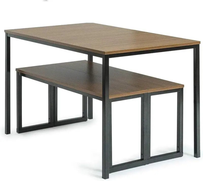 Zinus Louis 48-Inch Metal Dining Table — Minimalist Black Frame 3-Piece Set with Matching Benches