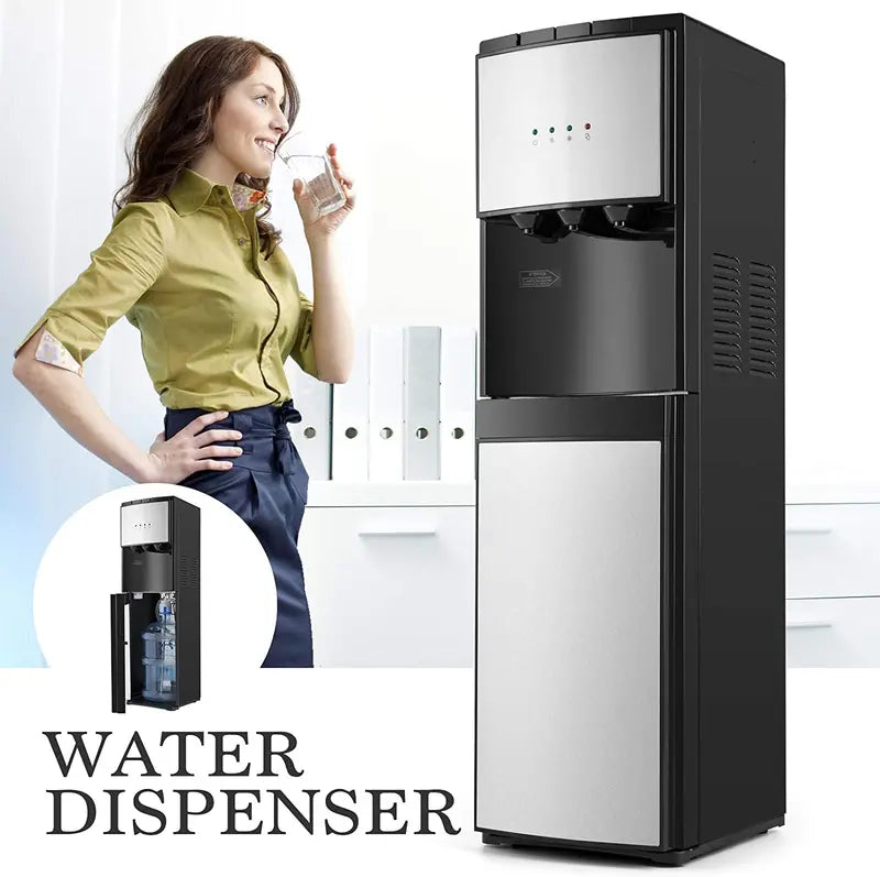 Bottom-Loading Water Dispenser 5-Gallon Hot/Cold Stainless Steel Cooler with Triple-Temp Spouts