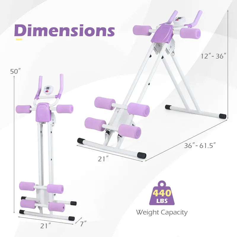 Foldable Ab Trainer with 6 Adjustable Angles and Digital LCD Feedback