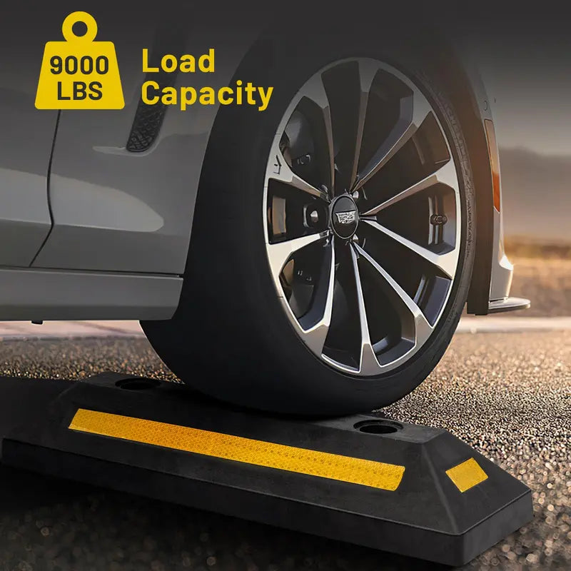 Dual Rubber Parking Blocks with Reflective Stripes 21.5-Inch Bumpers for Vehicle Guidance