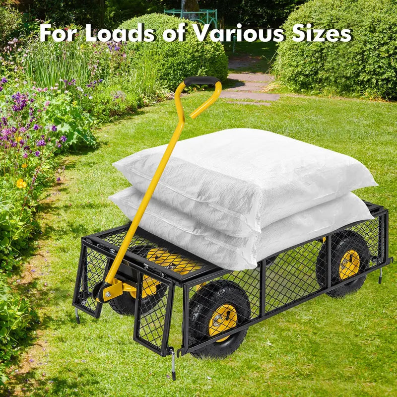 Heavy-Duty Utility Garden Wagon 900 lb Capacity Outdoor Cart with 4 Removable Side Panels (43″ × 21″ × 36″)