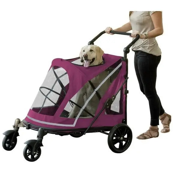 No-Zip Double Pet Stroller Boysenberry