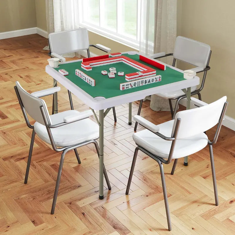 Costway 35-Inch Folding Mahjong Table Green Felt Surface, Cup Holders & Carrying Handle