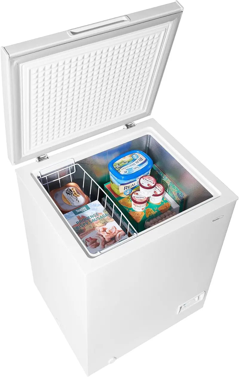 5.0 Cu. Ft. Chest Freezer DOE-Certified Efficiency with User-Friendly Front-Mounted Thermostat & Wide Temperature Range