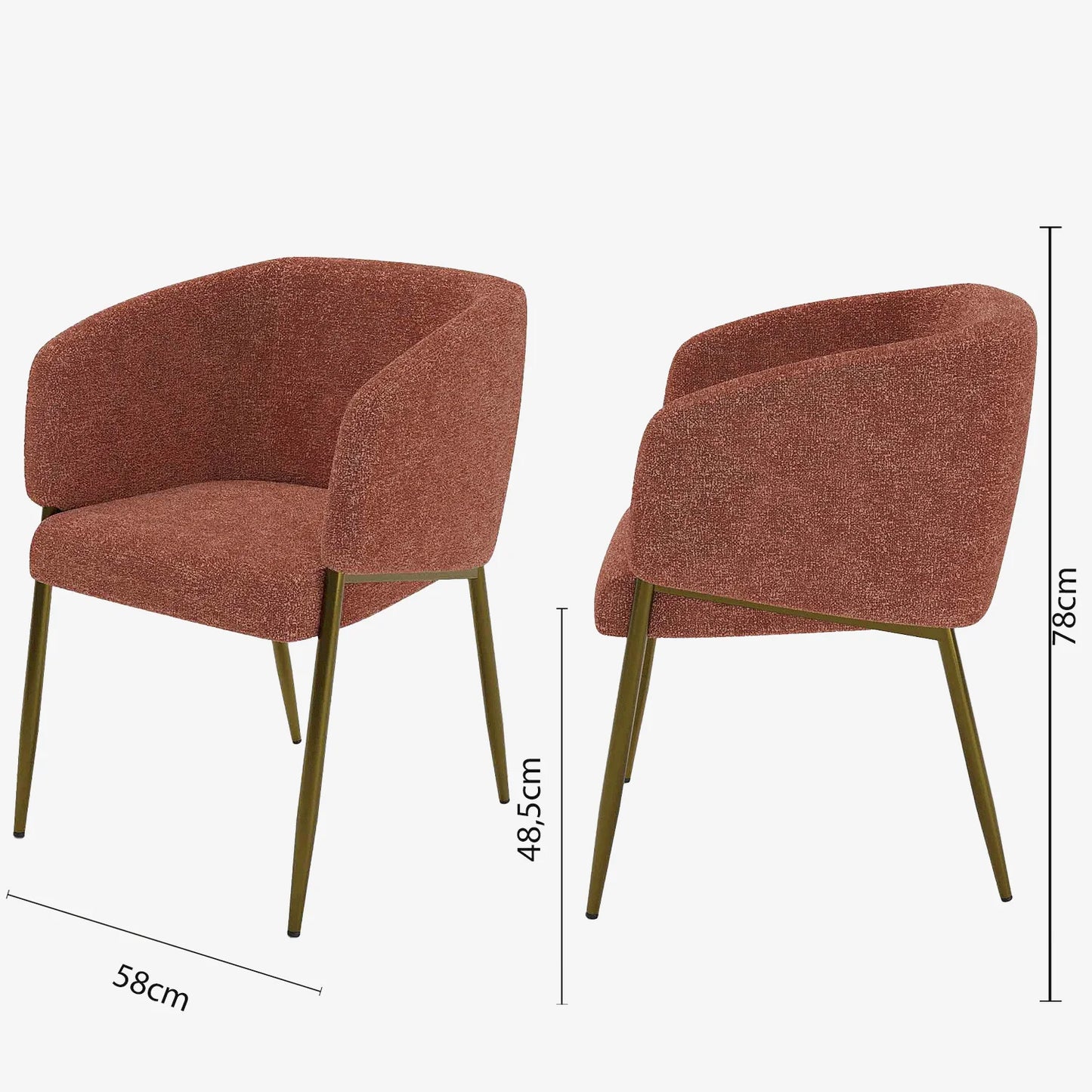 Fauteuil de salle manger bouclette couleur brique Basile