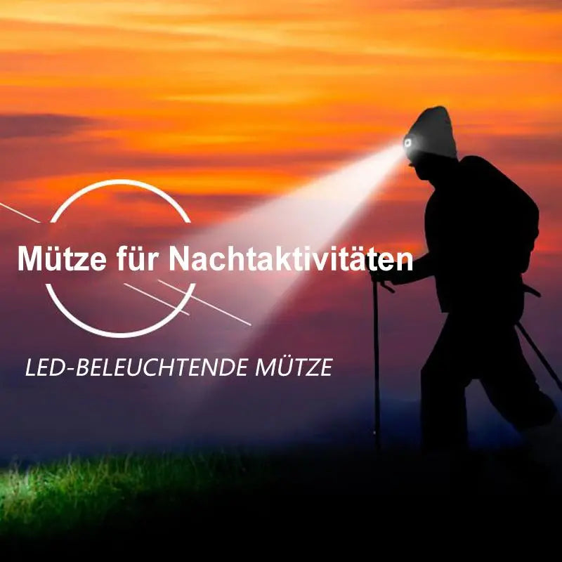 Adjustable LED Headlamp Beanie Hands-Free Rechargeable Hat Light
