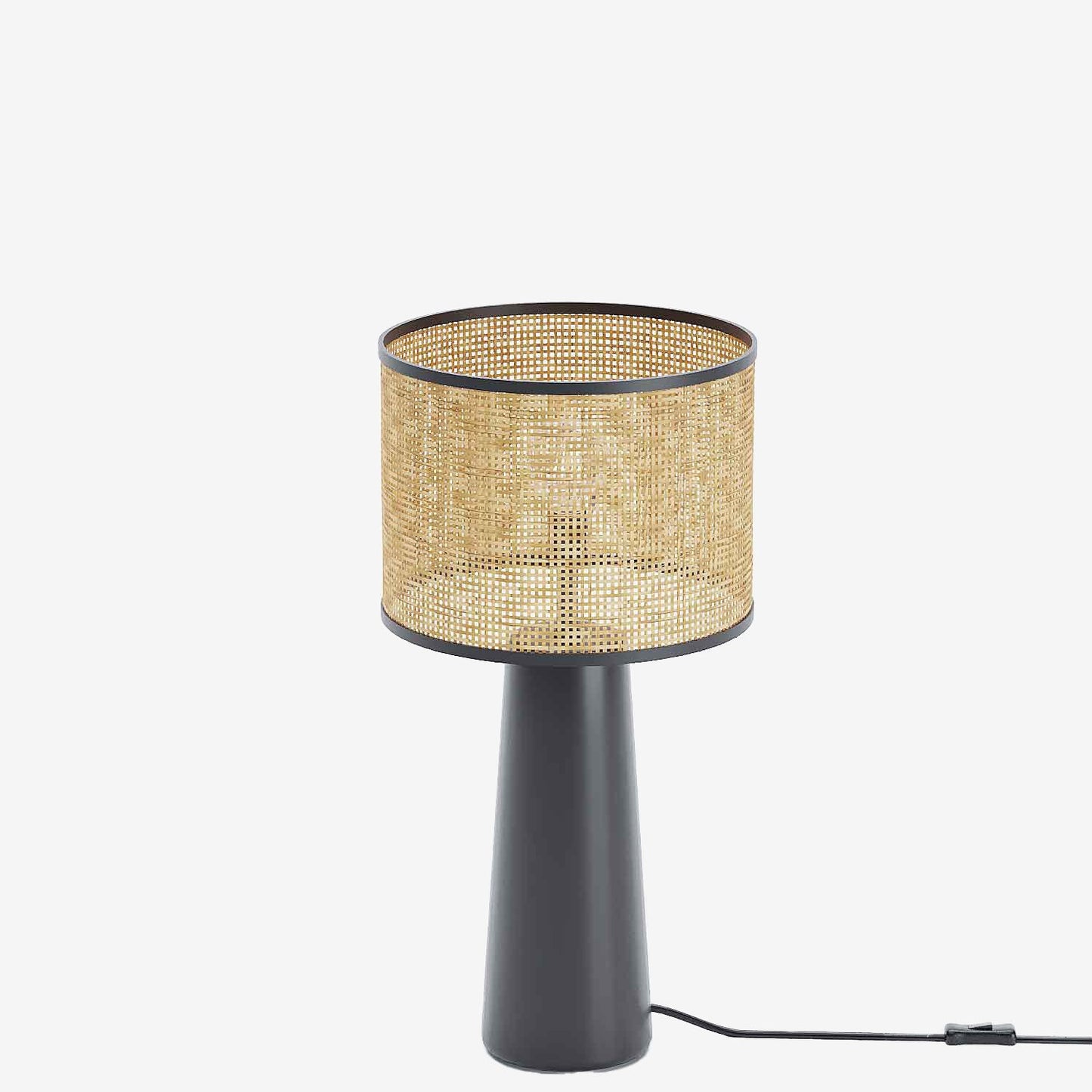 Lampe poser en c ramique noire et rotin Van Gogh