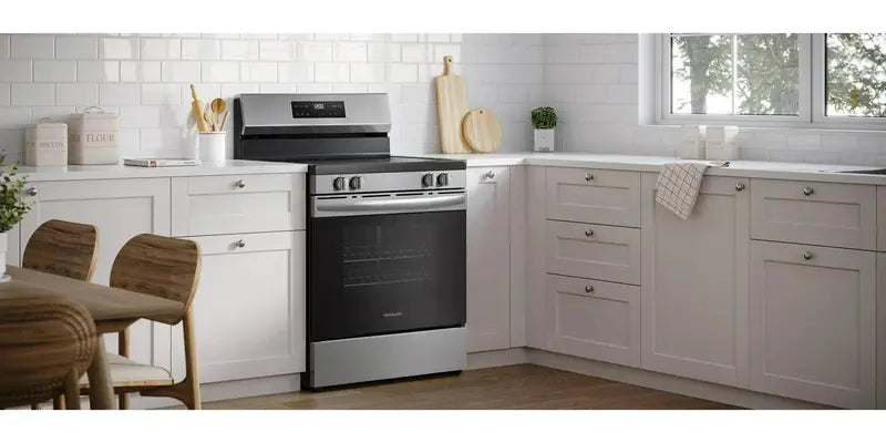 Frigidaire 30-Inch Freestanding Electric Range 5-Burner Glass Top, 5.3 Cu. Ft. Oven, Steam Clean, Stainless Steel