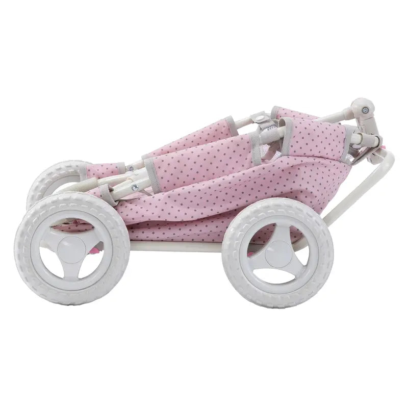 Teamson Olivias Little World Princess Doll Stroller, Foldable, Polka Dots, Ergonomic Handle, Fits 16-18″ Dolls