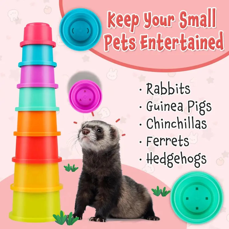 Colorful PetSafe 8-Piece Stackable Plastic Nesting Snack Cups for Rabbits