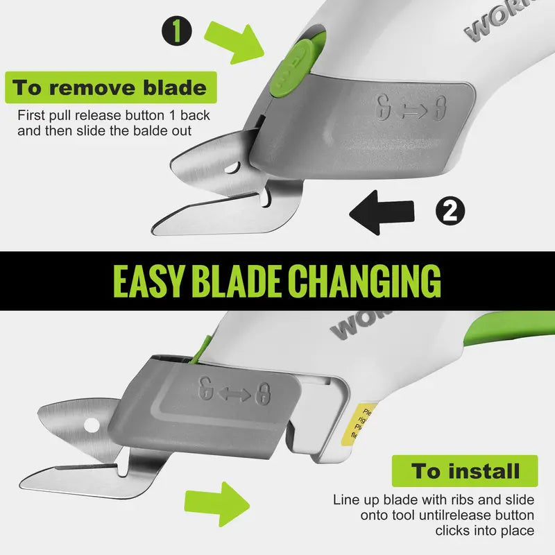 WORKPRO 4V Dual-Blade Cordless Electric Scissors Rechargeable & Lightweight