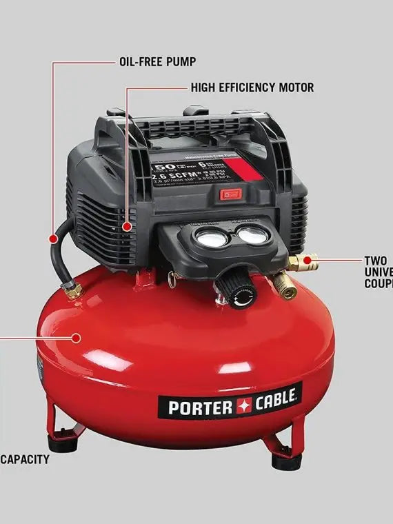 PORTER-CABLE 6-Gallon Pancake Air Compressor, Oil-Free, Enhanced Packaging (C2002-ECOM)