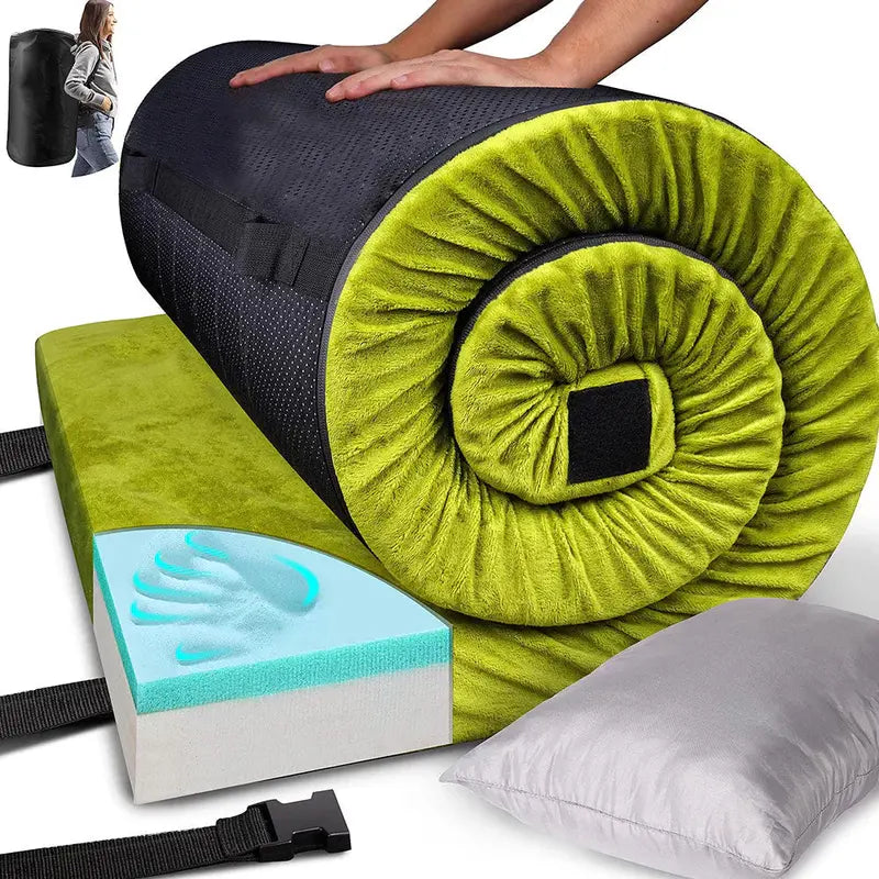Thick Camping Sleeping Pad High-Density Memory Foam Mat for Cars, Cots & Outdoor Use