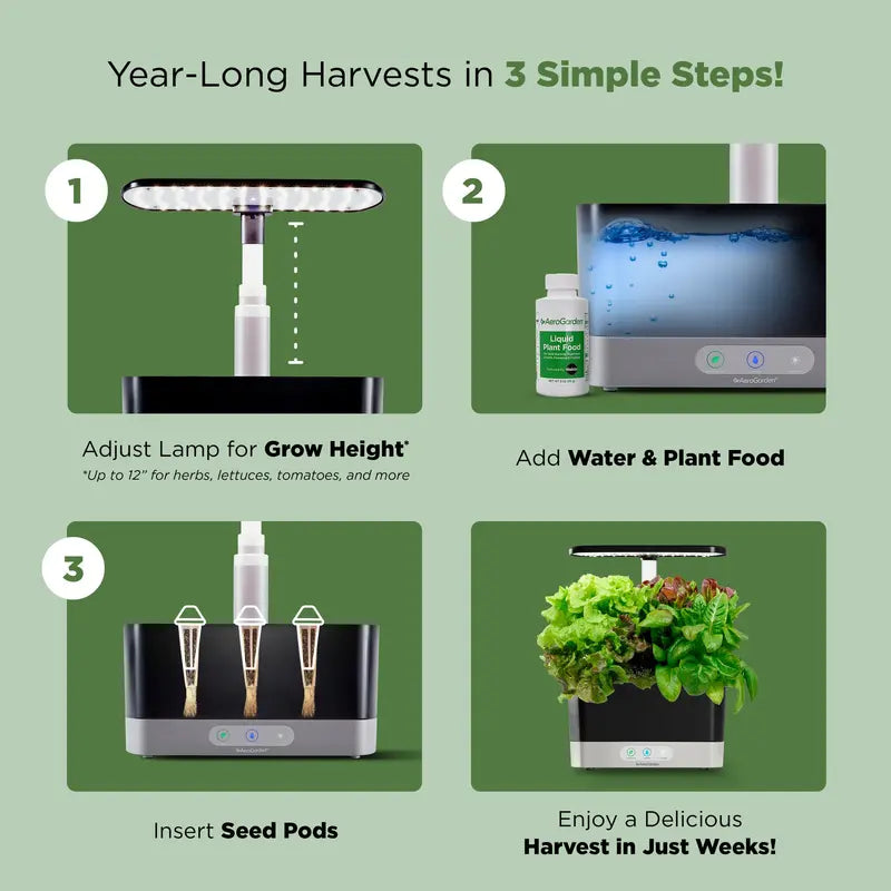 AeroGarden Harvest with Gourmet Herb Seed Pod Kit, Black