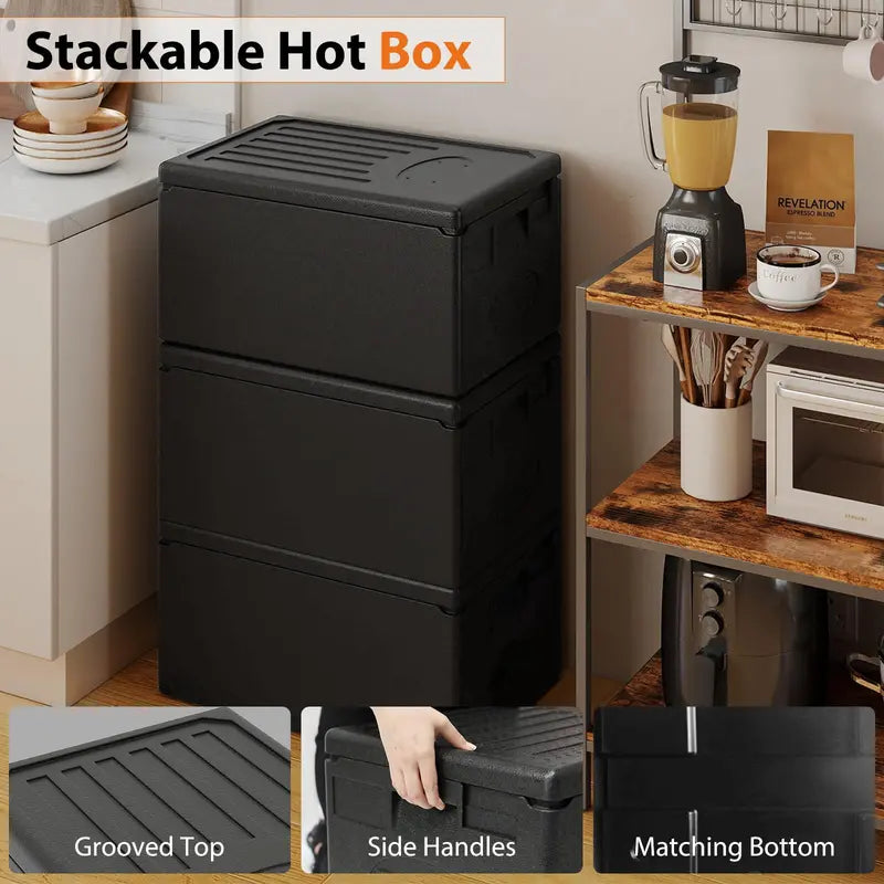 49-Quart Top-Load Stackable Hot Box with Built-In Handles for Catering or Camping