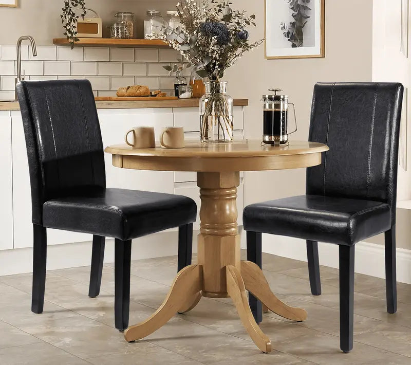 Lacoo Set of 4 Urban Style PU Leather Dining Chairs with Wood Legs, Black