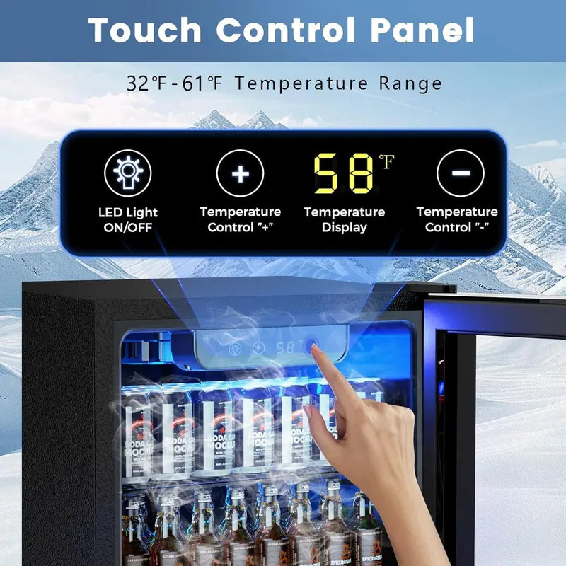 130-Can Adjustable-Temp Beverage Refrigerator Freestanding Drink Cooler with Digital Controls