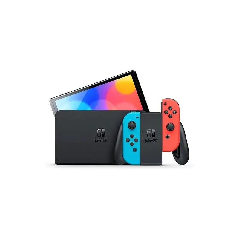 Renewed Nintendo Switch Console with Neon Blue and Red Joy-Con Controllers