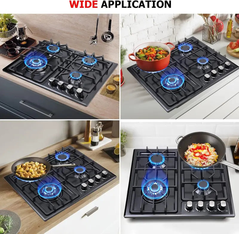 FORIMO 22-Inch Built-In Gas Cooktop Stainless Steel 4-Burner Stovetop for Seamless Kitchen Integration