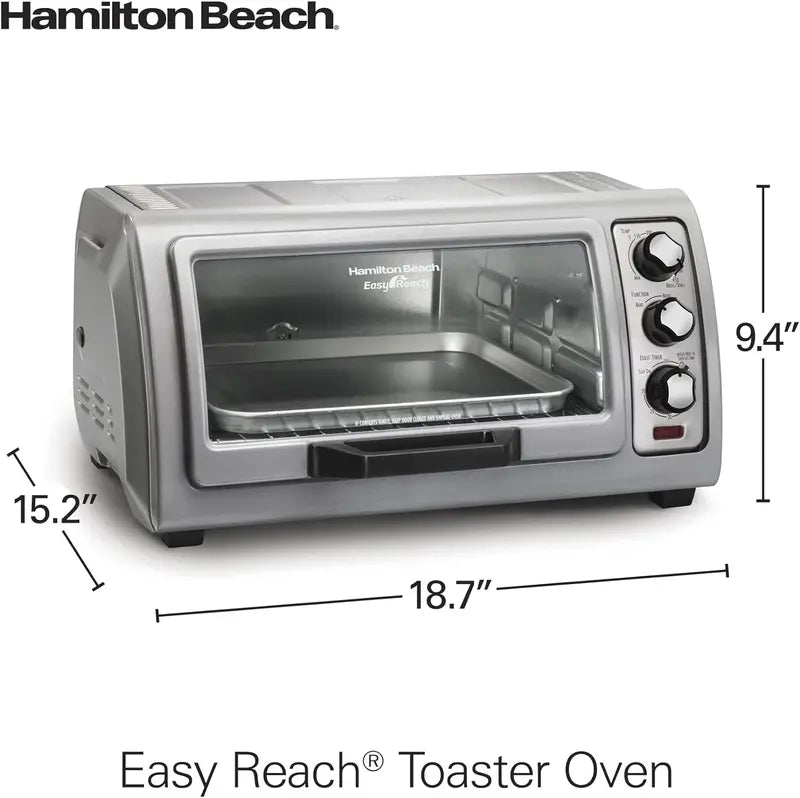6-Slice Toaster Oven with Roll-Top Door, Bake, Broil, Toast, Auto Shutoff, Silver 31127D