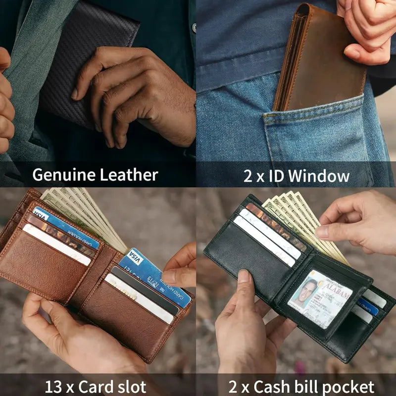 RFID-Blocking Bifold Wallet for Men Slim & Secure Card Storage