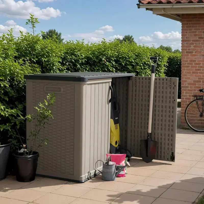 Devoko Heavy-Duty Outdoor Storage Cabinet — 26-Cubic-Foot Lockable Horizontal Shed with Waterproof Build