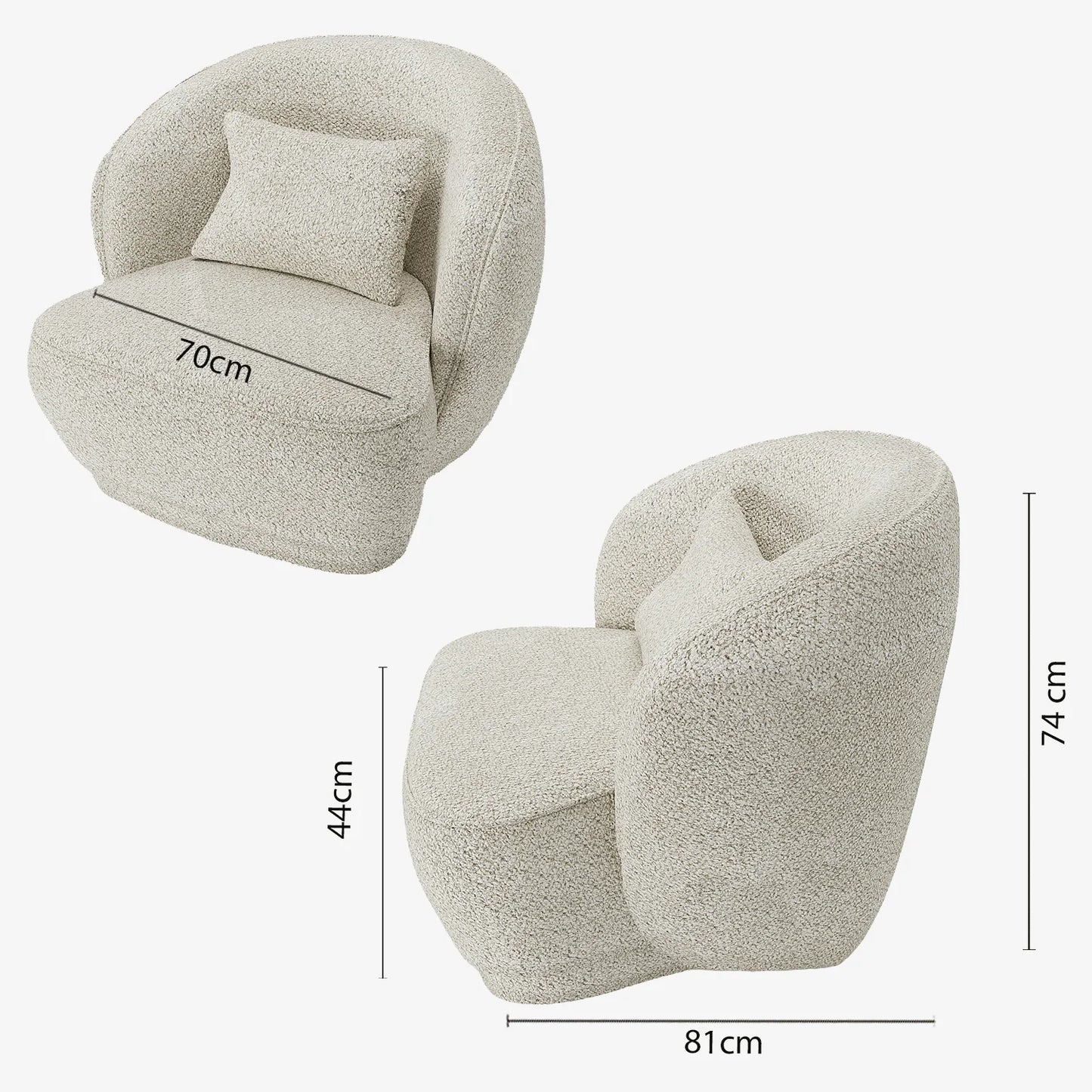 Fauteuil design boucl beige Pablo