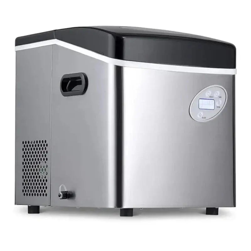 Compact Countertop Ice Maker Produces 50 lbs Daily with 12 Bullet Cubes in Under 7 Minutes; Stainless Steel Build for Kitchen, RV, Office, or Bar Use