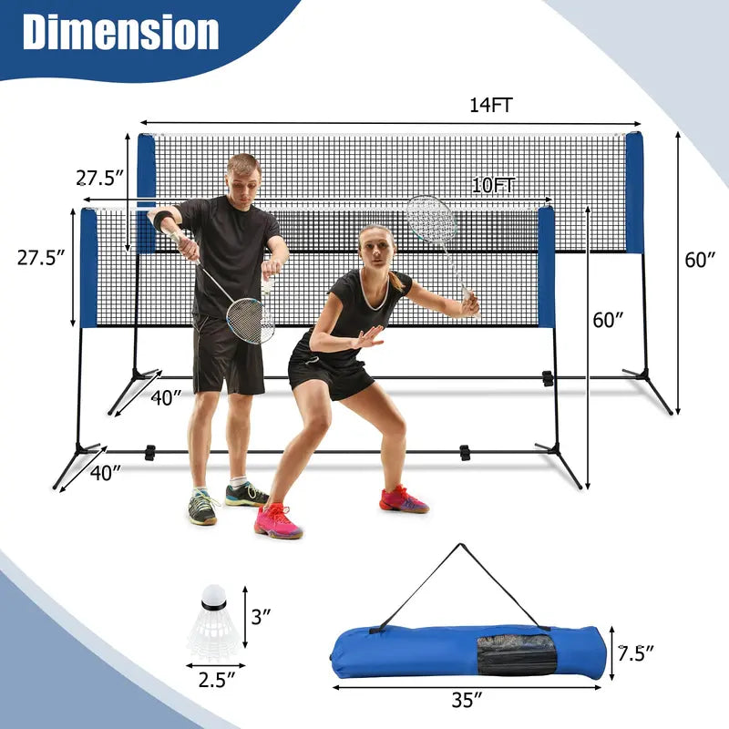 Multi-Sport Portable Net Set, 14-Foot Adjustable Badminton/Volleyball/Pickleball System