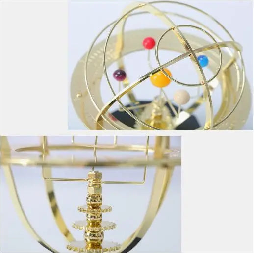 Celestia Grand Orrery Hand-Assembled Brass Mechanical Solar System Model Featuring Five Orbiting Planets