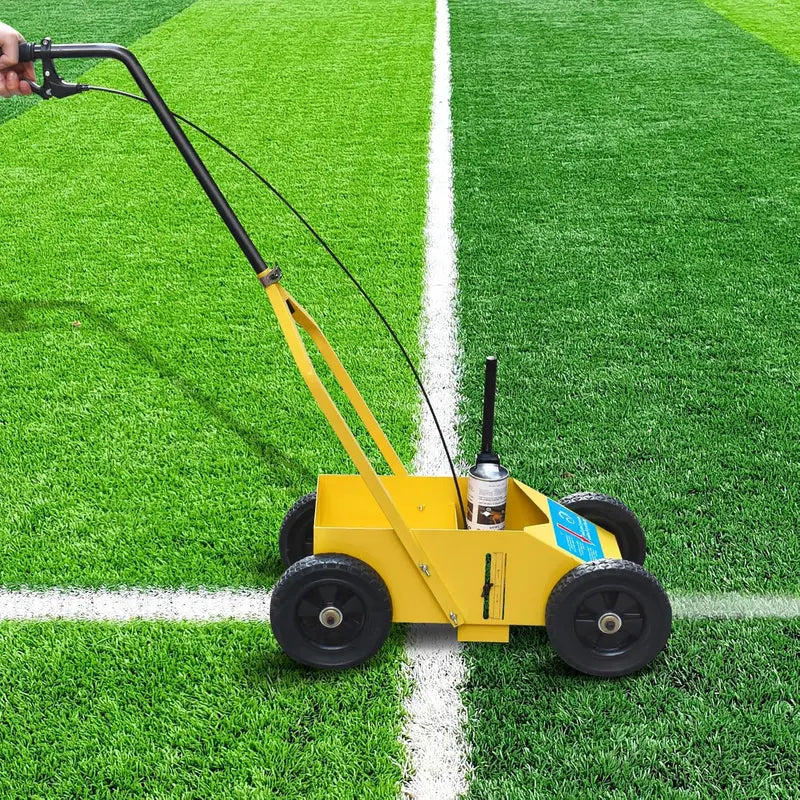 Heavy Duty Yellow Striping Line Marking Machine for Parking Lots & Sports Fields Adjustable Width, Stable Rubber Wheels