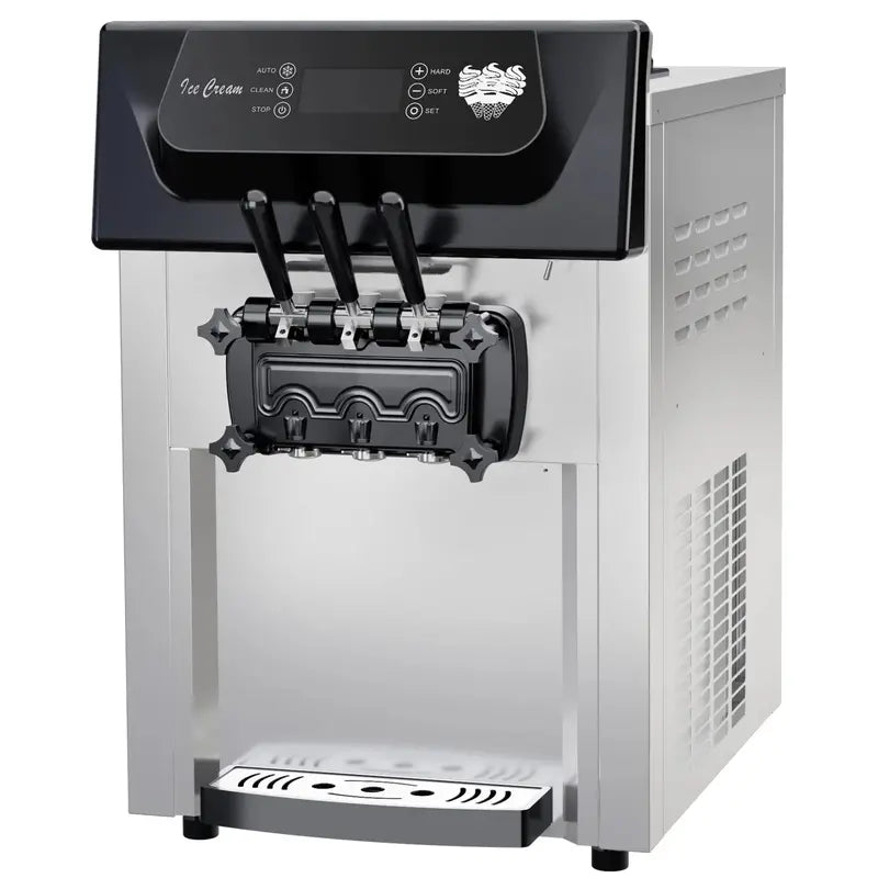 Commercial 3-Flavor Soft Serve Ice Cream Machine — 2200W, 5.37.4 Gal/Hr Output, LCD Touchscreen & Auto-Clean