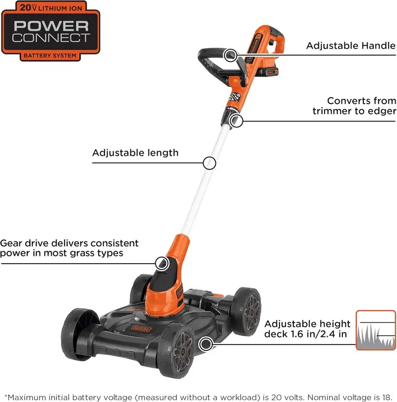 Cordless 3-in-1 Lawn Tool String Trimmer, Edger & Push Mower Combo for Versatile Yard Maintenance