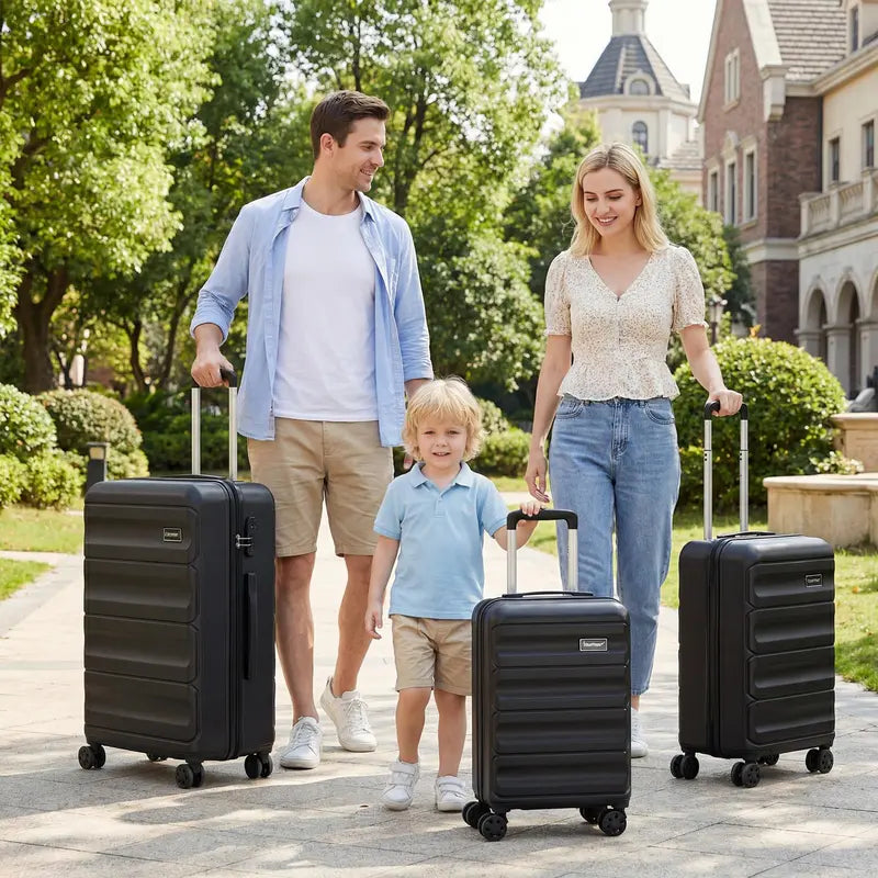 Lightweight 3-Piece Hardshell Spinner Luggage Set — 20/24/28 Inch (Wide Cross Stripe Design)
