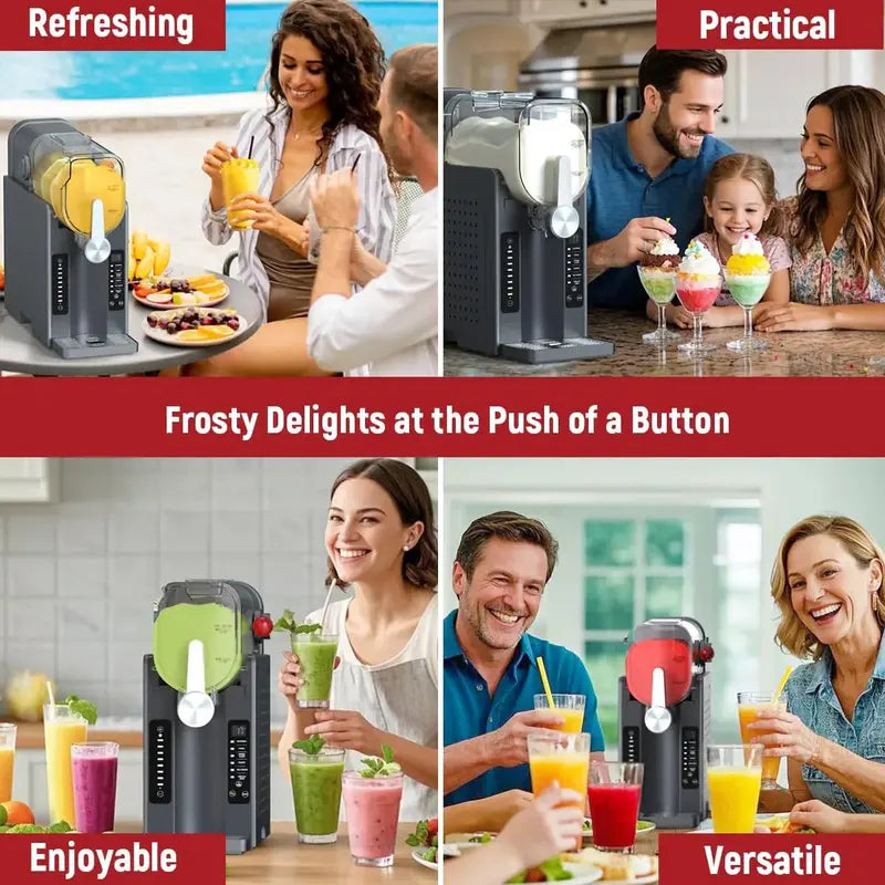 All-in-One Slushie Machine No Ice Required, Real-Time Temp Display & Auto-Clean Function for Frozen Drinks